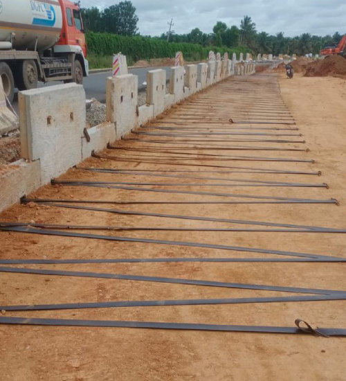 Installation of Geostraps at highway